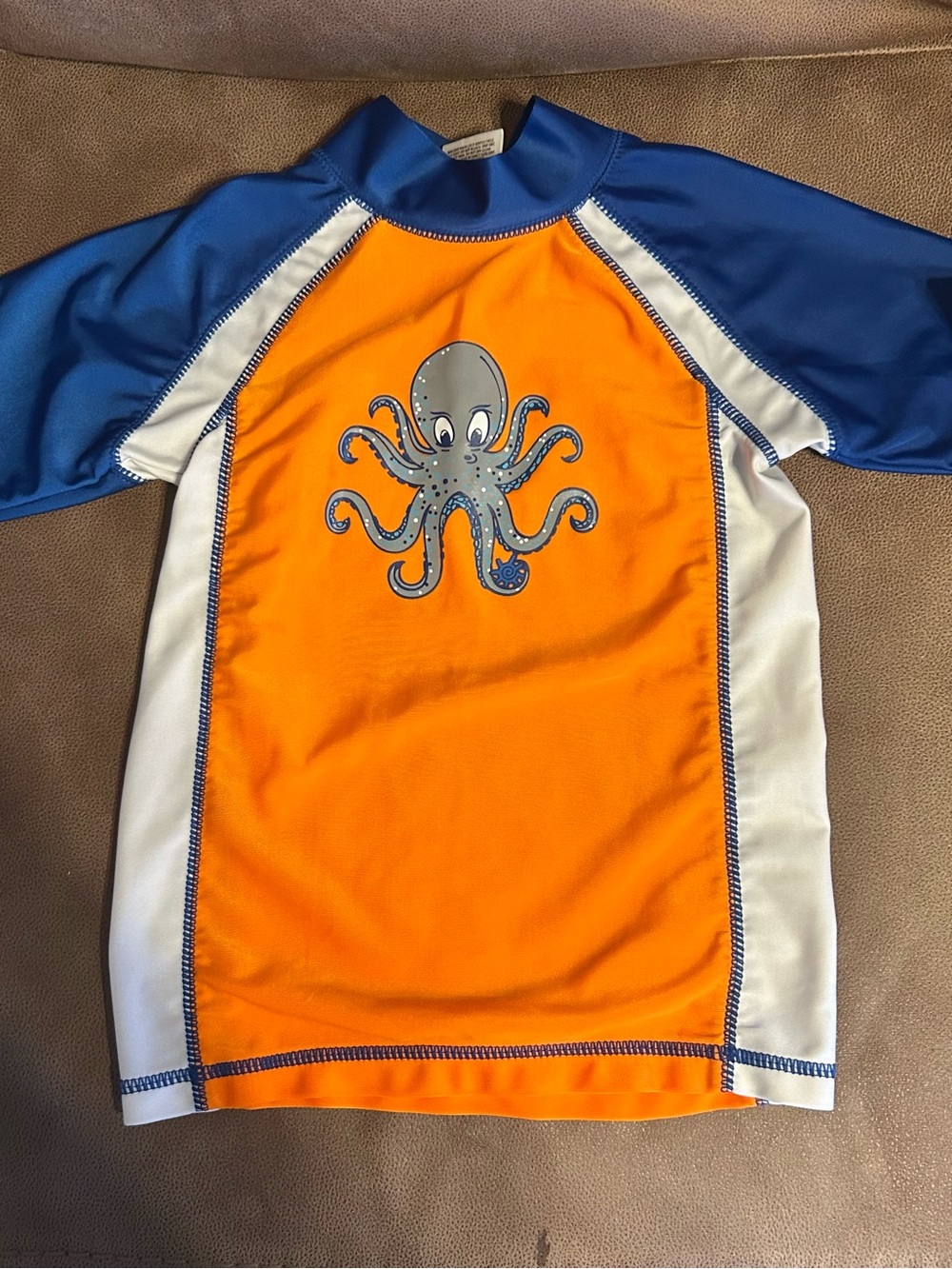UV Skinz Kids Orange & Blue Octopus Rash Guard Swim Shirt
